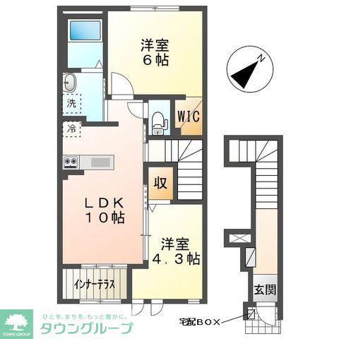 ウインドワードヒル 堂山(2LDK/2階)の間取り写真