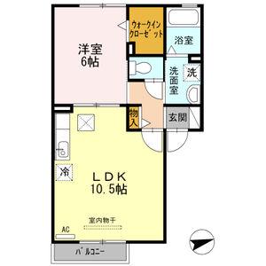 ソレイユ赤坂(1LDK/1階)の間取り写真