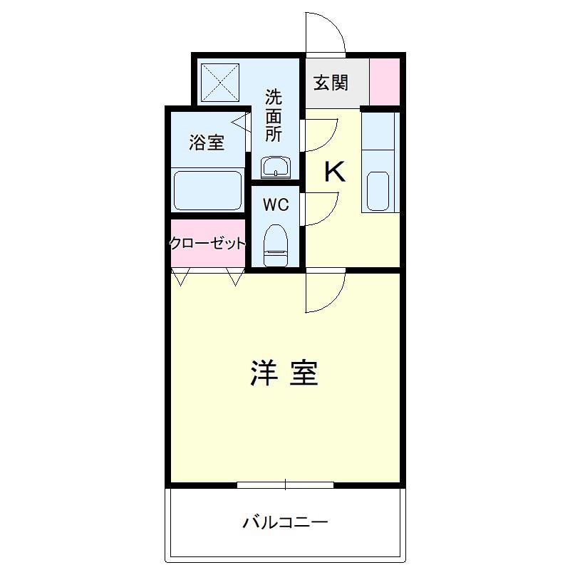 シールド高丘(1K/1階)の間取り写真