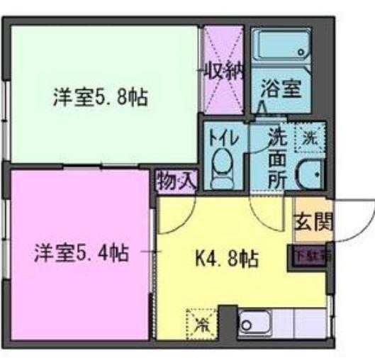 プラウド中野(2DK/1階)の間取り写真