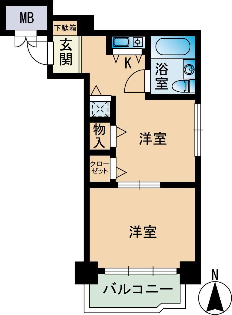 ハビタ 11(1DK/2階)の間取り写真
