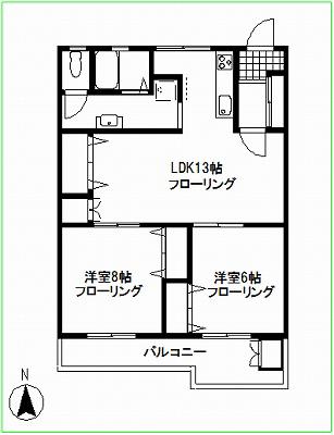 第2峯岸マンション(2LDK/3階)の間取り写真