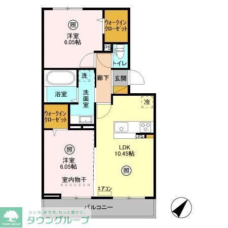 ハピネス A(2LDK/2階)の間取り写真