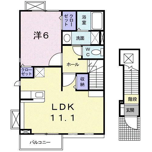 ハーベストホーム壱番館 II(1LDK/2階)の間取り写真