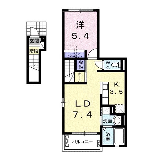 ベルシエル(1LDK/2階)の間取り写真