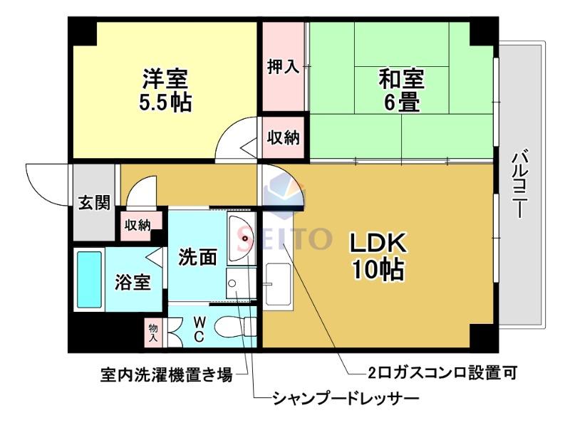 アンジュルーヴル(2LDK/3階)の間取り写真