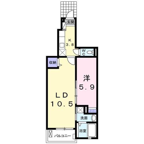クレメント ゼファー(1LDK/1階)の間取り写真