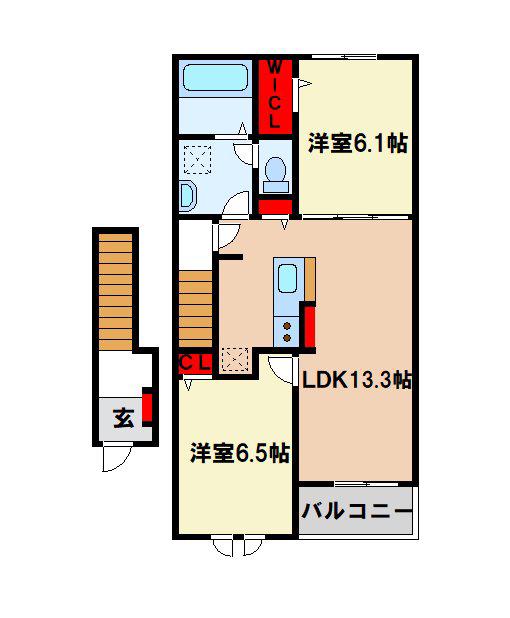 グランツ向屋敷 II(2LDK/2階)の間取り写真