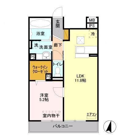 ロイヤルガーデン(1LDK/2階)の間取り写真