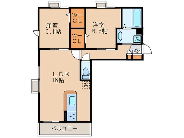 BELLEZZA大津京(2LDK/1階)の間取り写真