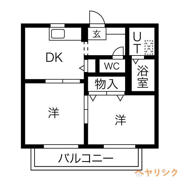 エクセーラ楠(2DK/1階)の間取り写真