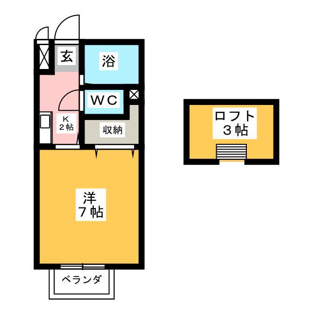 ミルキーウェイ(1K/1階)の間取り写真