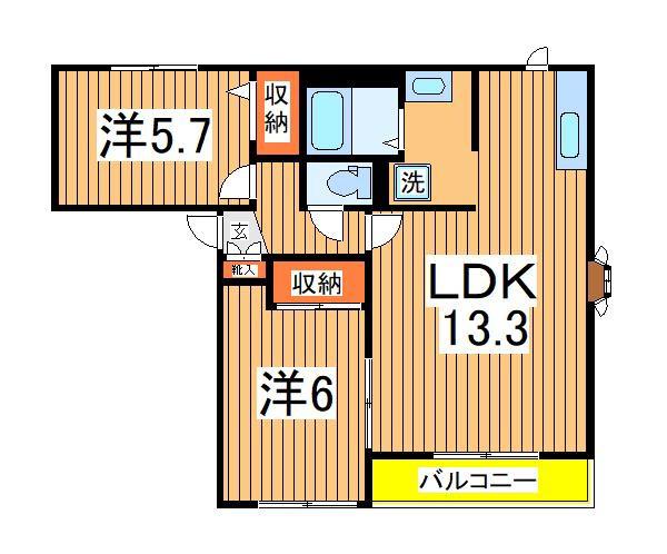 アーバンレジデンス(2LDK/1階)の間取り写真