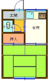 田中荘(1K/2階)の間取り写真