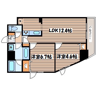 ノーブルプレイス北四番丁(2LDK/6階)の間取り写真