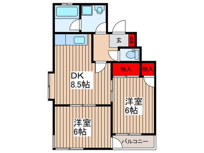 第二七鈴コーポ(2DK/2階)の間取り写真