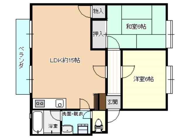 シャルムいわせの(2LDK/2階)の間取り写真