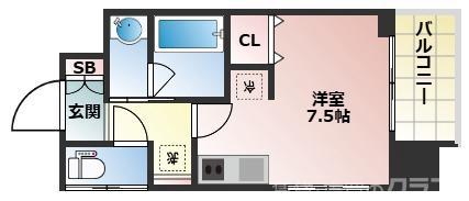 パークフラッツ東三国(ワンルーム/2階)の間取り写真