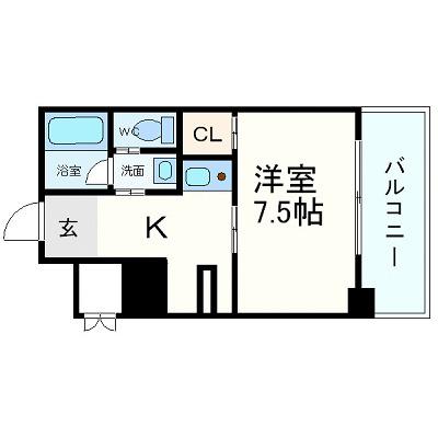 W.O.B HONMACHI-ウエスト(1K/7階)の間取り写真