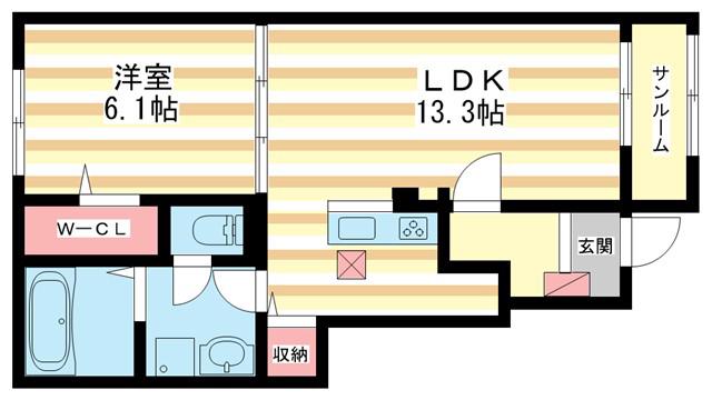 ヴェルデ スリールI(1LDK/1階)の間取り写真