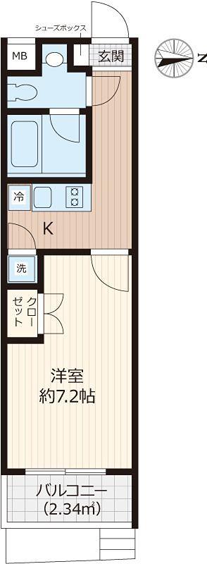 BEVERLY HOMES赤塚公園II(1K/5階)の間取り写真