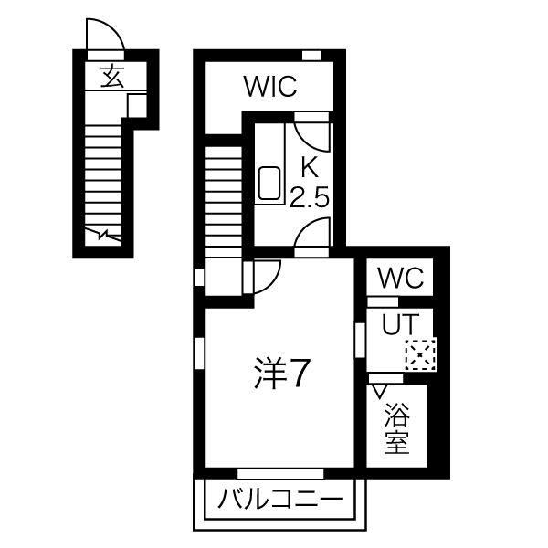 コーポナナミヤ(1K/2階)の間取り写真