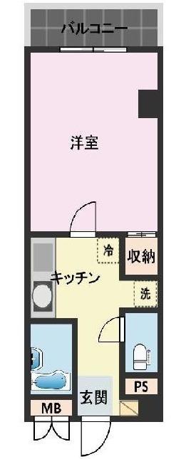 メゾンカスガ(1K/4階)の間取り写真