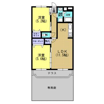 ユーミーレーブ(2LDK/1階)の間取り写真