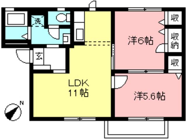 チェリーガーデン(2LDK/2階)の間取り写真