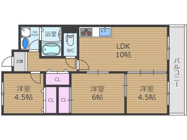 リヴァーウインド(3LDK/2階)の間取り写真