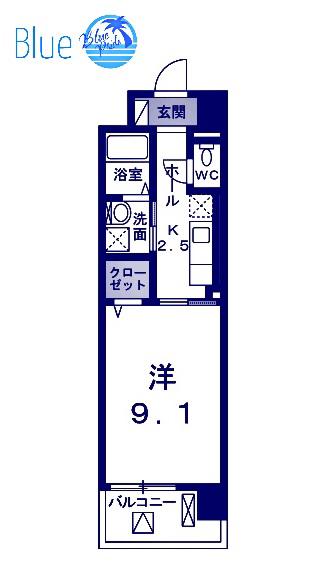 ブローテ湘南(1K/4階)の間取り写真