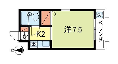 メゾンソレイユ(1K/2階)の間取り写真
