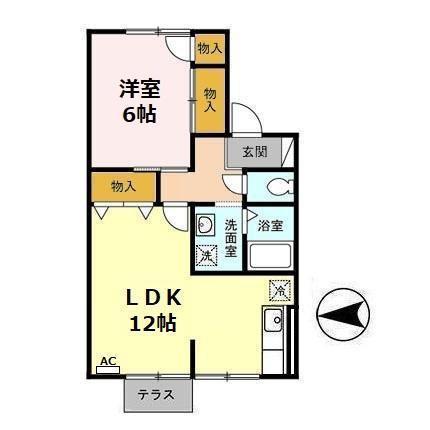 メモリー三千刈A(1LDK/1階)の間取り写真