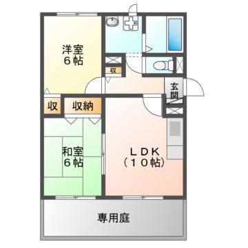 メゾンピア(2LDK/1階)の間取り写真