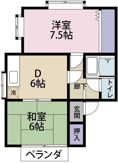 ルミエール中里(2DK/2階)の間取り写真