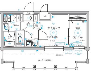 LE A横濱上星川(1DK/5階)の間取り写真