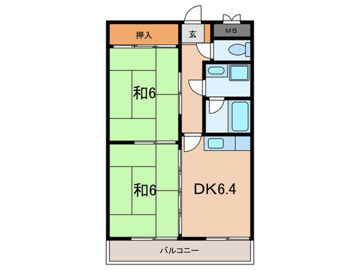 日宝アドニス本山(2DK/3階)の間取り写真