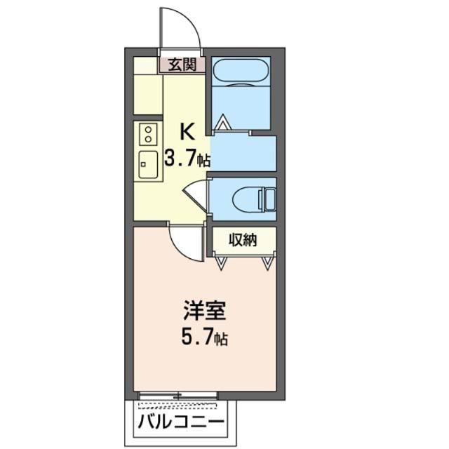 クラージュ蘇我(1K/2階)の間取り写真