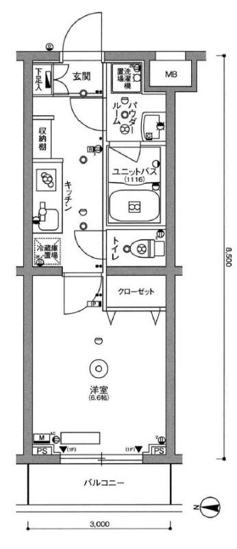 スカイコートパレス千川(1K/2階)の間取り写真