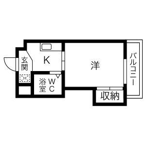 グリーンヒル藤ヶ丘(1K/3階)の間取り写真