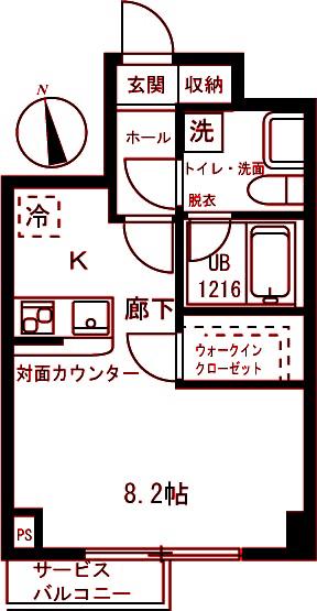 リバージュ弘明寺(1K/2階)の間取り写真