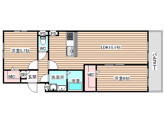 MS RING GRANDE 春日出北(1SLDK/2階)の間取り写真