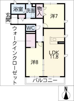シャルマンID(2LDK/2階)の間取り写真