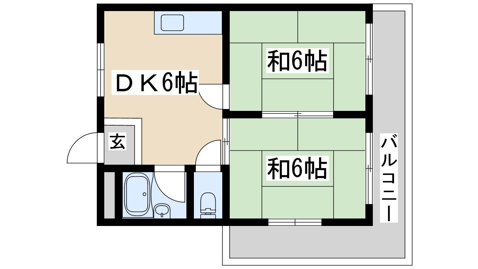 ガルボ淡路(2DK/3階)の間取り写真