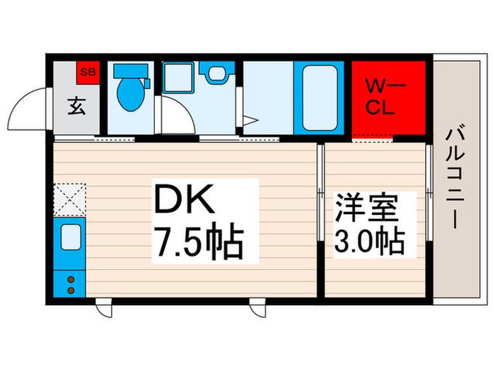 高砂8丁目計画(1DK/2階)の間取り写真