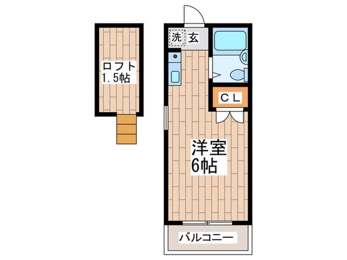 キャロット英夢(ワンルーム/1階)の間取り写真