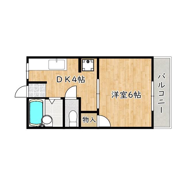 リックスA(1DK/2階)の間取り写真