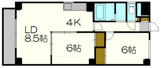プラザくりの木(2LDK/3階)の間取り写真
