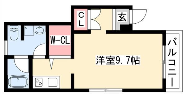 フラット矢田南(1K/3階)の間取り写真