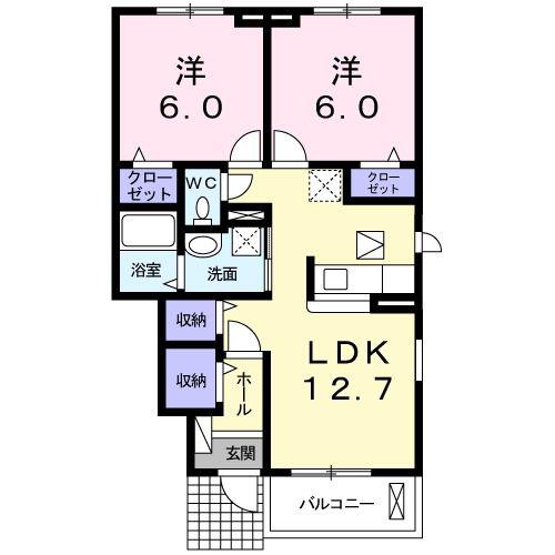 KSル・クープルIV(2LDK/1階)の間取り写真